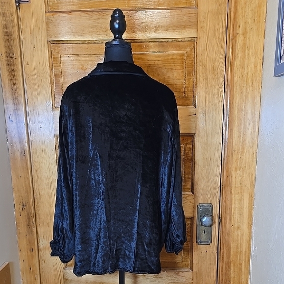 Elisabeth by Liz Claiborne Black Velvet Button Down Shirt 18 - Picture 5 of 5